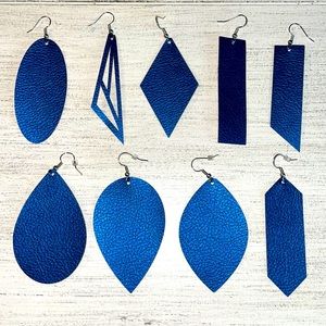 Navy pebble faux leather earrings